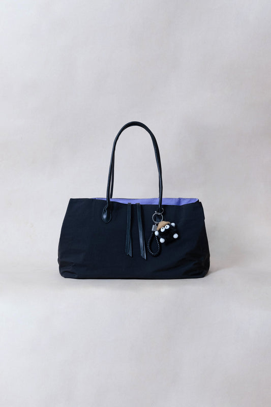 Classic Flow Vegan Leather Tote - Black Purple