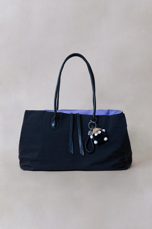 Classic Flow Vegan Leather Tote - Black Purple