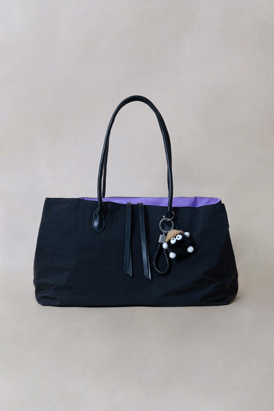 Classic Flow Vegan Leather Tote - Black Purple