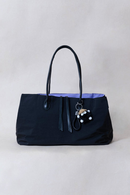 Classic Flow Vegan Leather Tote - Black Purple