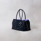 Classic Flow Vegan Leather Tote - Black Purple （With Charm）