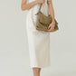 Drawstring Pleated Large Capacity Shoulder Bag in Mud Color