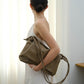 Drawstring Pleated Large Capacity Shoulder Bag in Mud Color