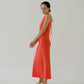 French Cotton Linen Tank Dress In Orange