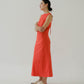 French Cotton Linen Tank Dress In Orange