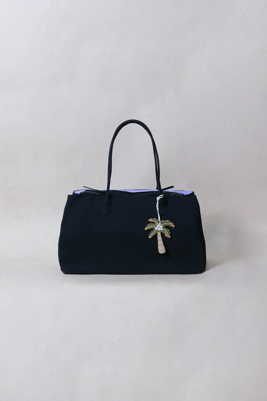 Classic Flow Vegan Leather Tote - Black Purple