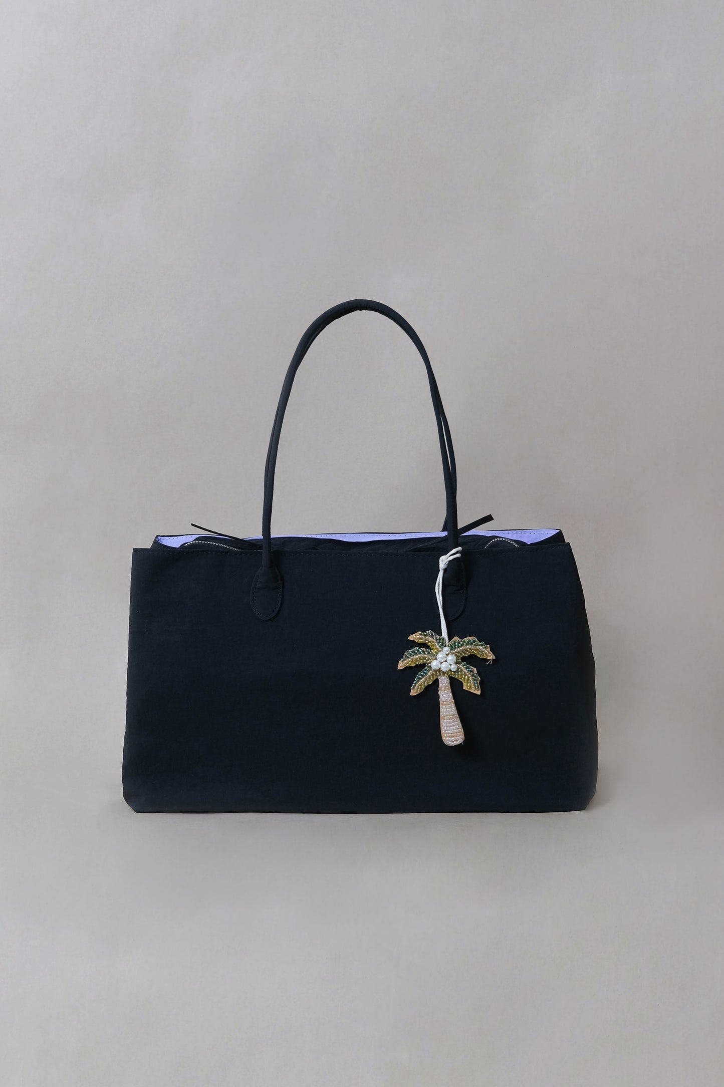 Classic Flow Nylon Tote - Black Purple (With Charm)