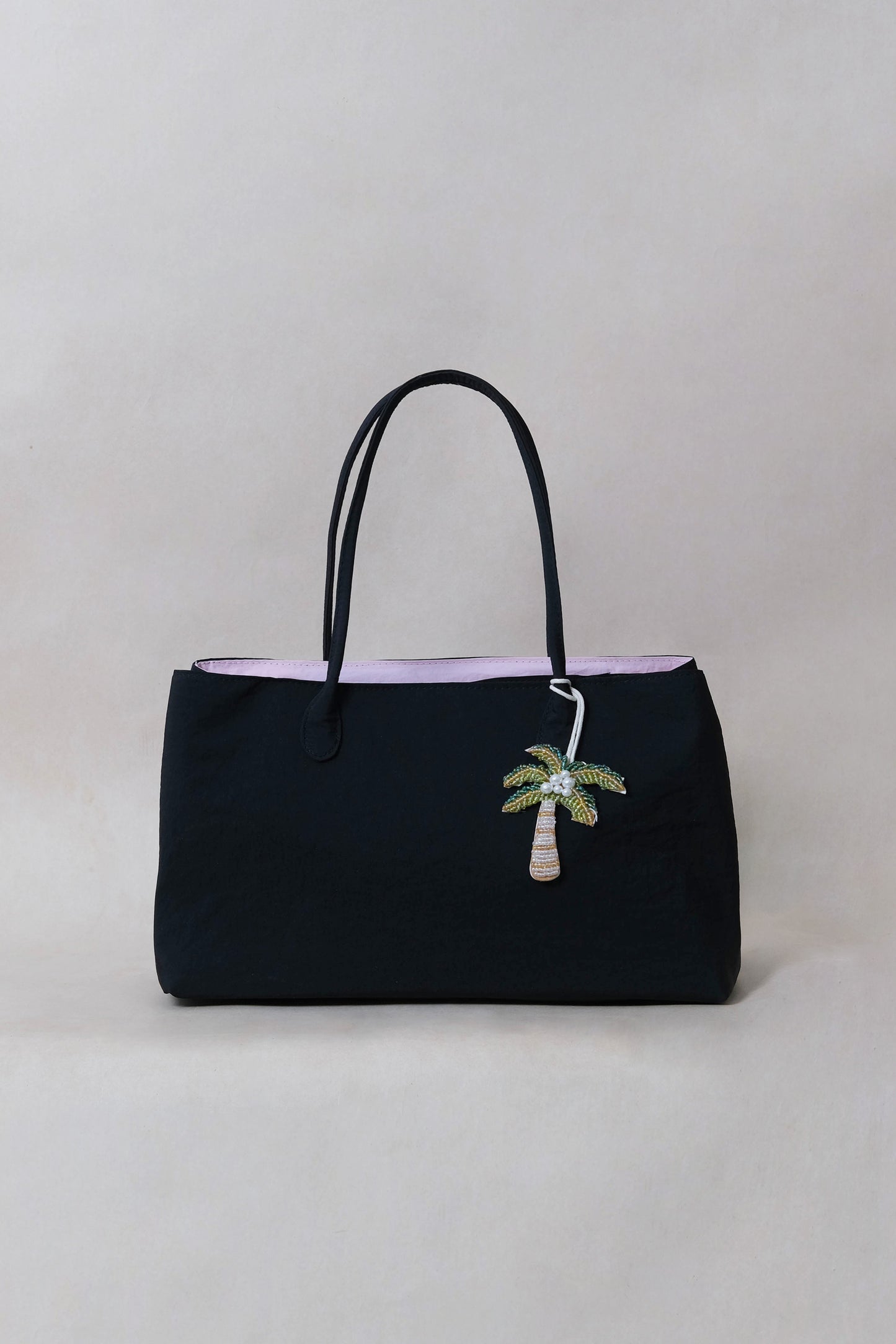 Classic Flow Nylon Tote - Black Pink (With Charm)