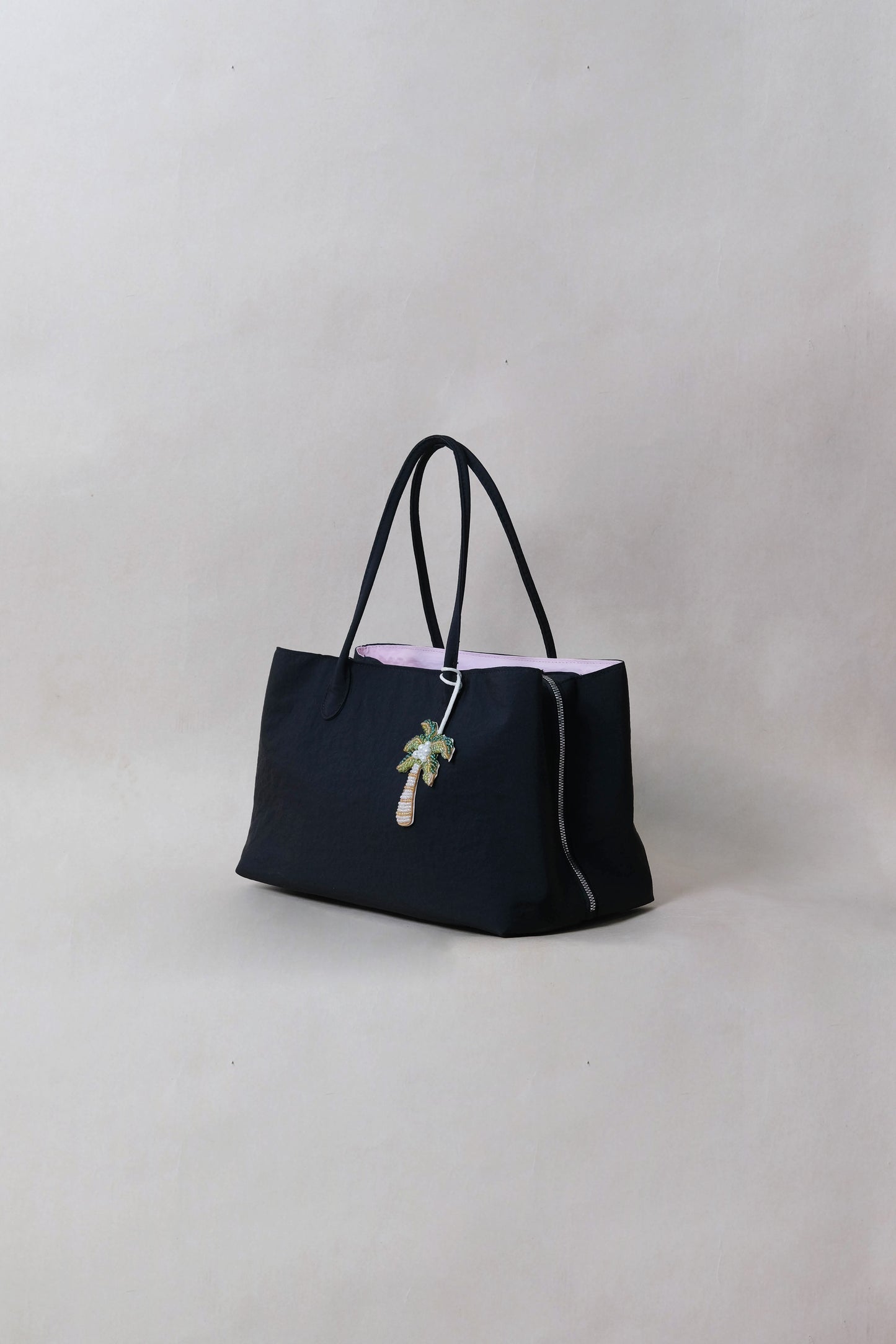 Classic Flow Nylon Tote - Black Pink (With Charm)