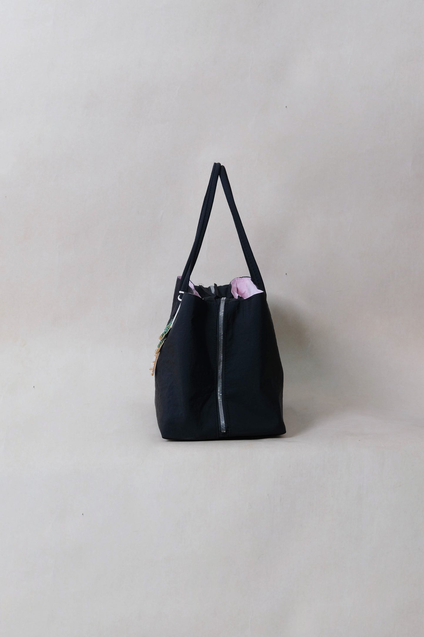 Classic Flow Nylon Tote - Black Pink (With Charm)