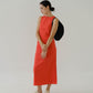 French Cotton Linen Tank Dress In Orange