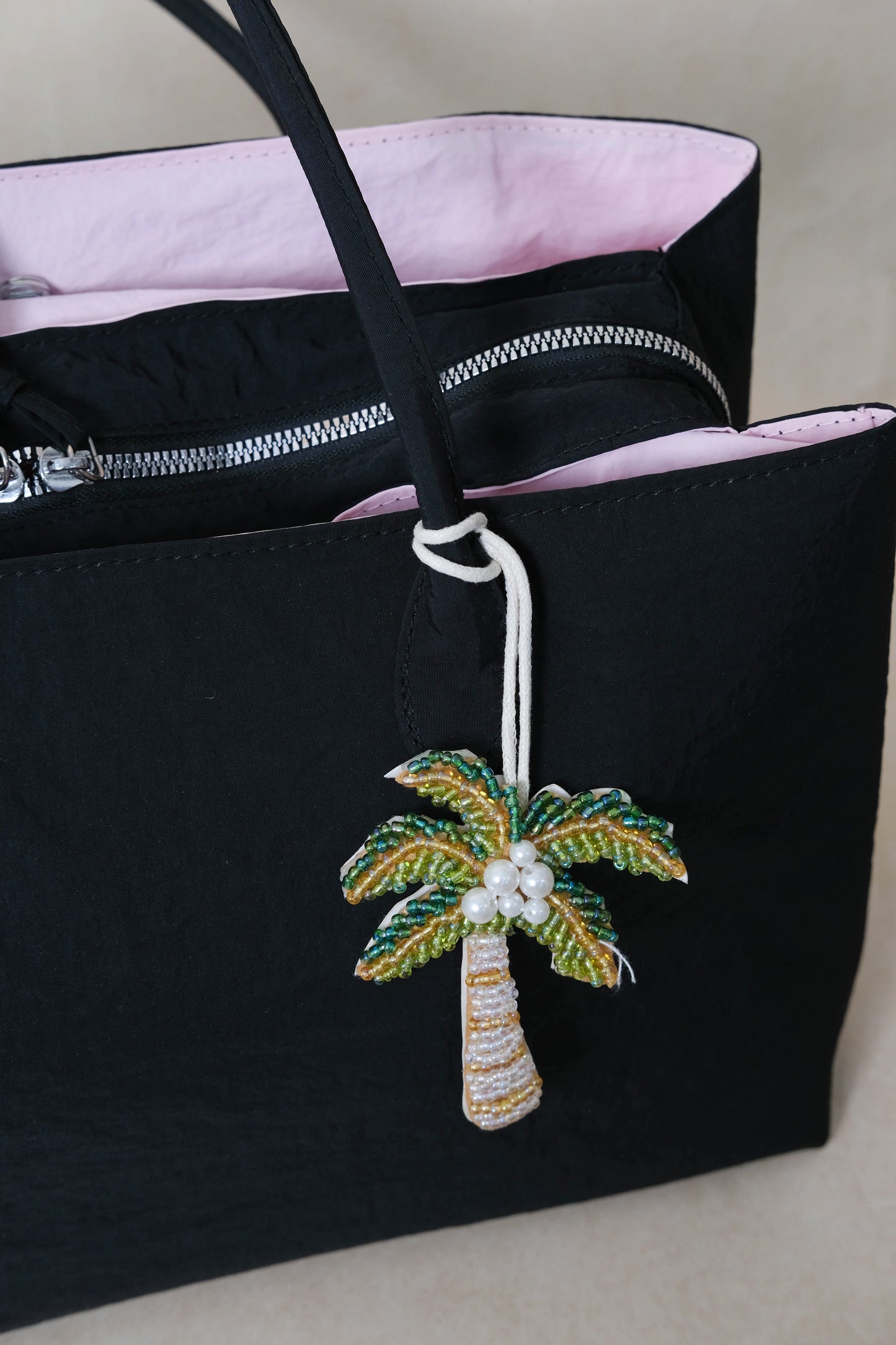 Classic Flow Nylon Tote - Black Pink (With Charm)