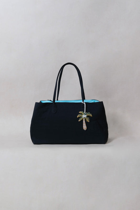 Classic Flow Nylon Tote - Black Blue