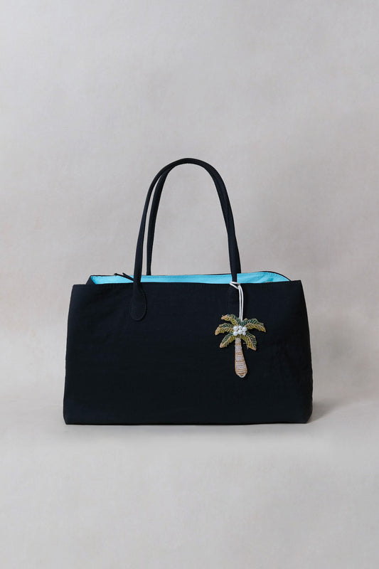 Classic Flow Nylon Tote - Black Blue
