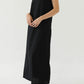 經典黑色法式棉亞麻背心連身裙