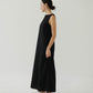 經典黑色法式棉亞麻背心連身裙