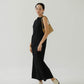 經典黑色法式棉亞麻背心連身裙