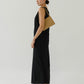 經典黑色法式棉亞麻背心連身裙