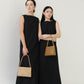 經典黑色法式棉亞麻背心連身裙