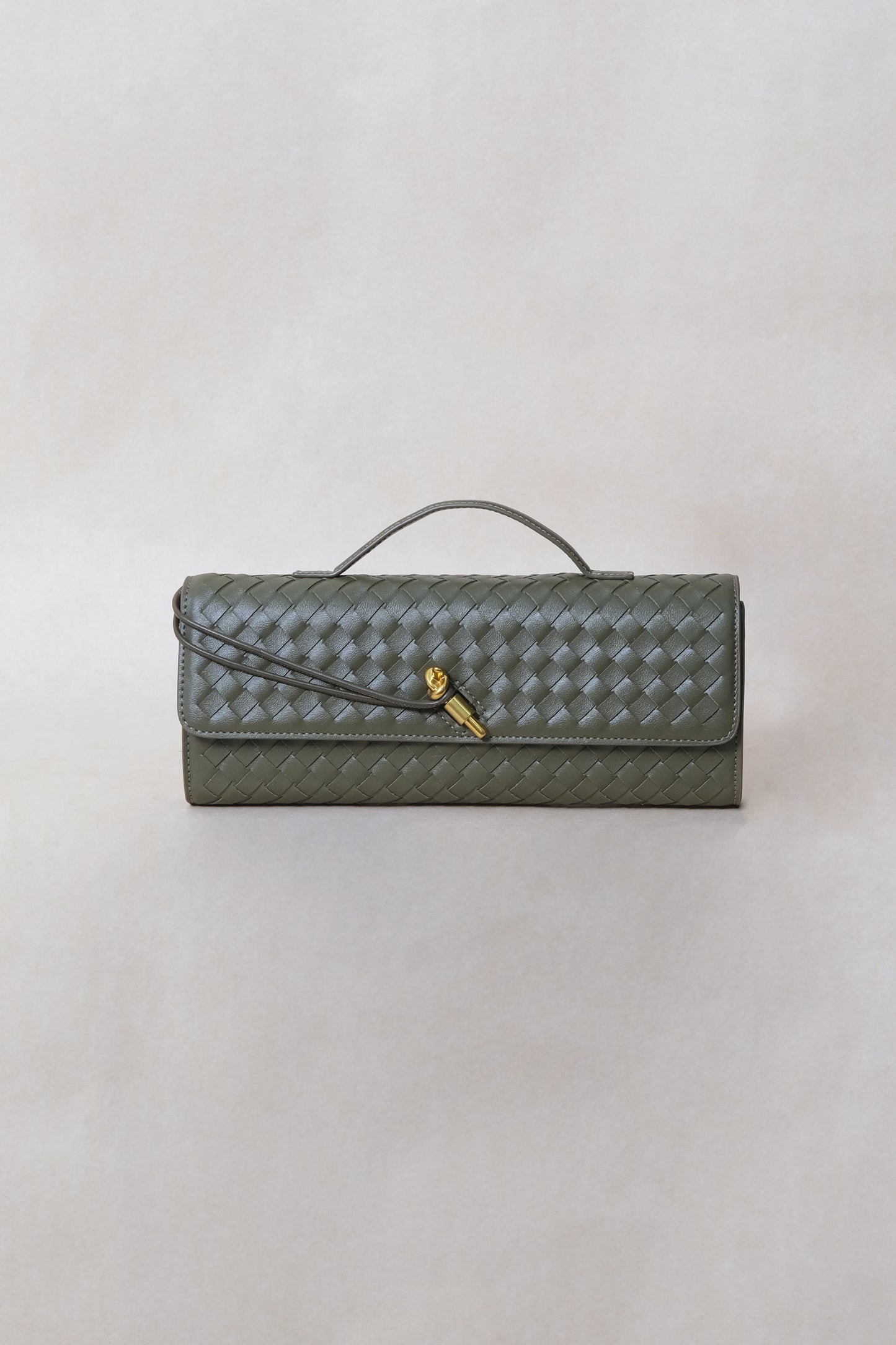 Artisan Crafted Flap Bag - Shinny Olive Green