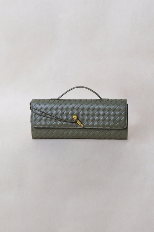 Artisan Crafted Flap Bag - Shinny Olive Green