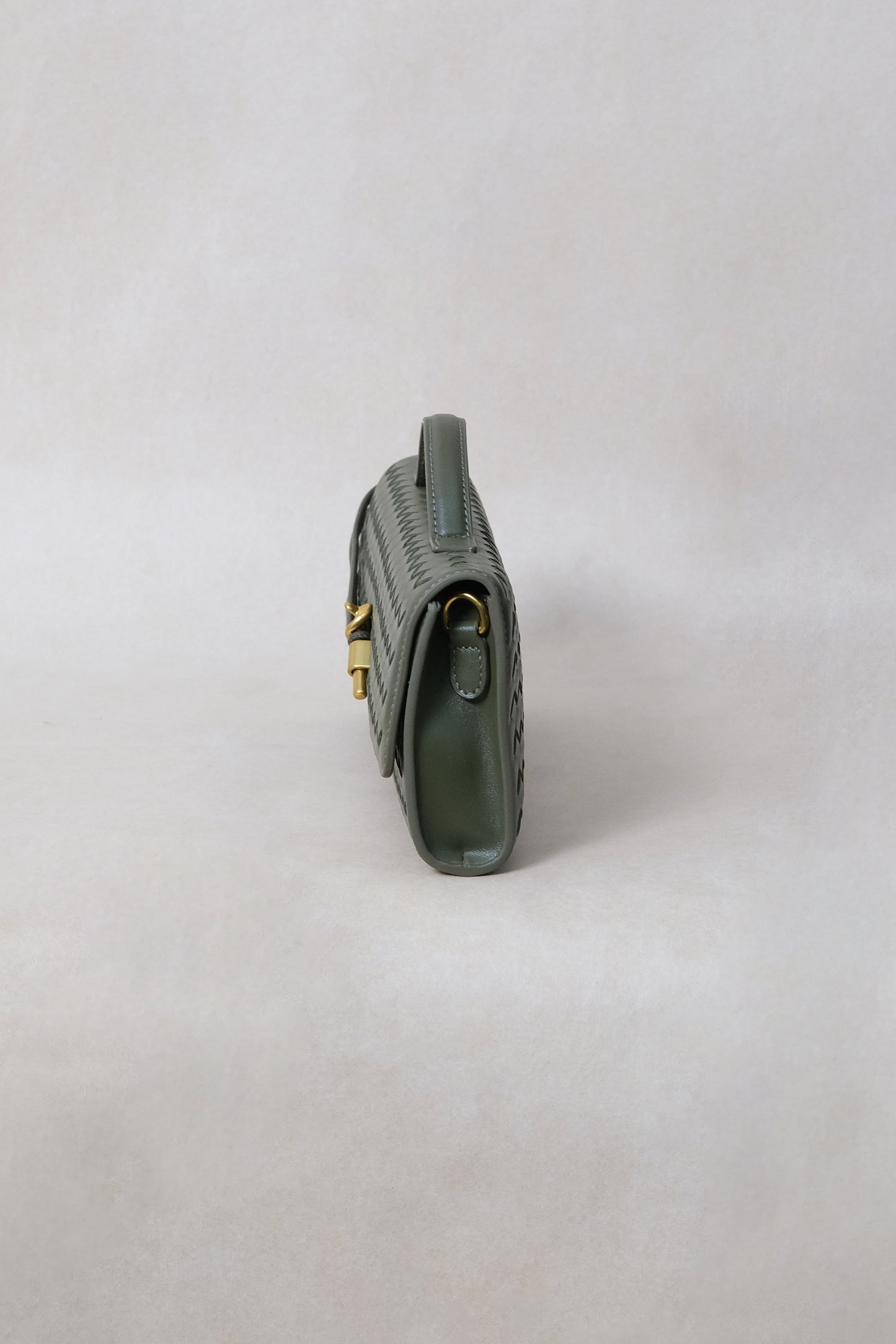 Artisan Crafted Flap Bag - Shinny Olive Green