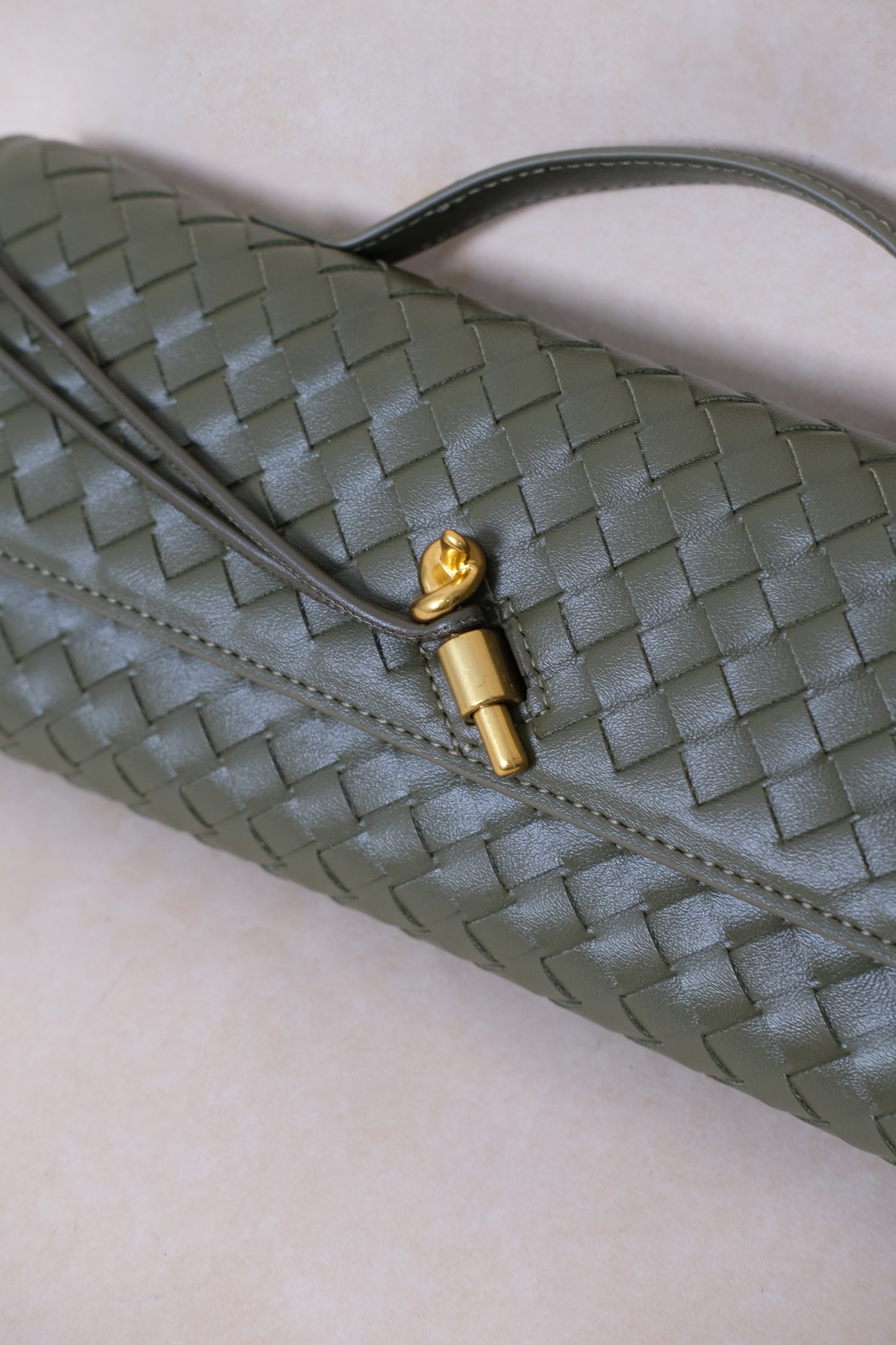 Artisan Crafted Flap Bag - Shinny Olive Green