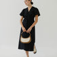 V-neck Puff Sleeve Dress In Classic Black