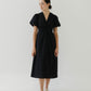 V-neck Puff Sleeve Dress In Classic Black