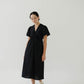 V-neck Puff Sleeve Dress In Classic Black