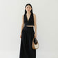 V-neck Sleeveless Tank Top + Long Dress in Classic Black in Suit