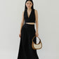V-neck Sleeveless Tank Top + Long Dress in Classic Black in Suit