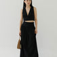 V-neck Sleeveless Tank Top + Long Dress in Classic Black in Suit