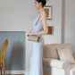 Elegant U-Neck Ruched Waist Maxi Dress - Baby Blue