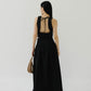 V-neck Sleeveless Tank Top + Long Dress in Classic Black in Suit