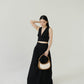 V-neck Sleeveless Tank Top + Long Dress in Classic Black in Suit