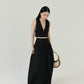 V-neck Sleeveless Tank Top + Long Dress in Classic Black in Suit