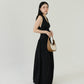 V-neck Sleeveless Tank Top + Long Dress in Classic Black in Suit