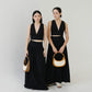 V-neck Sleeveless Tank Top + Long Dress in Classic Black in Suit
