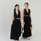 V-neck Sleeveless Tank Top + Long Dress in Classic Black in Suit
