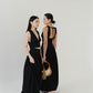 V-neck Sleeveless Tank Top + Long Dress in Classic Black in Suit