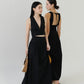 V-neck Sleeveless Tank Top + Long Dress in Classic Black in Suit