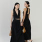 V-neck Sleeveless Tank Top + Long Dress in Classic Black in Suit