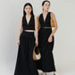 V-neck Sleeveless Tank Top + Long Dress in Classic Black in Suit