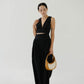 V-neck Sleeveless Tank Top + Long Dress in Classic Black in Suit