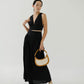 V-neck Sleeveless Tank Top + Long Dress in Classic Black in Suit
