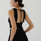 V-neck Sleeveless Tank Top + Long Dress in Classic Black in Suit