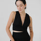 V-neck Sleeveless Tank Top + Long Dress in Classic Black in Suit