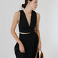 V-neck Sleeveless Tank Top + Long Dress in Classic Black in Suit