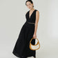 V-neck Sleeveless Tank Top + Long Dress in Classic Black in Suit